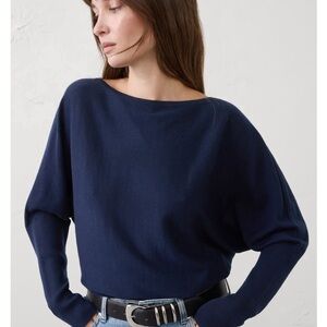 Gaberly Navy Blue Women's Sweater- tight at bottom , shaped like a funnel